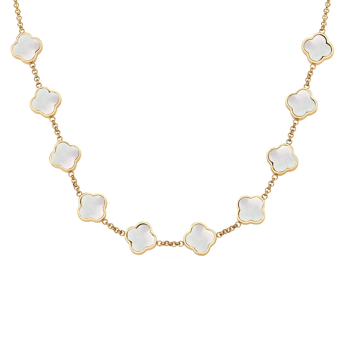 Pearl Clover Custom Name Necklace (Gold)