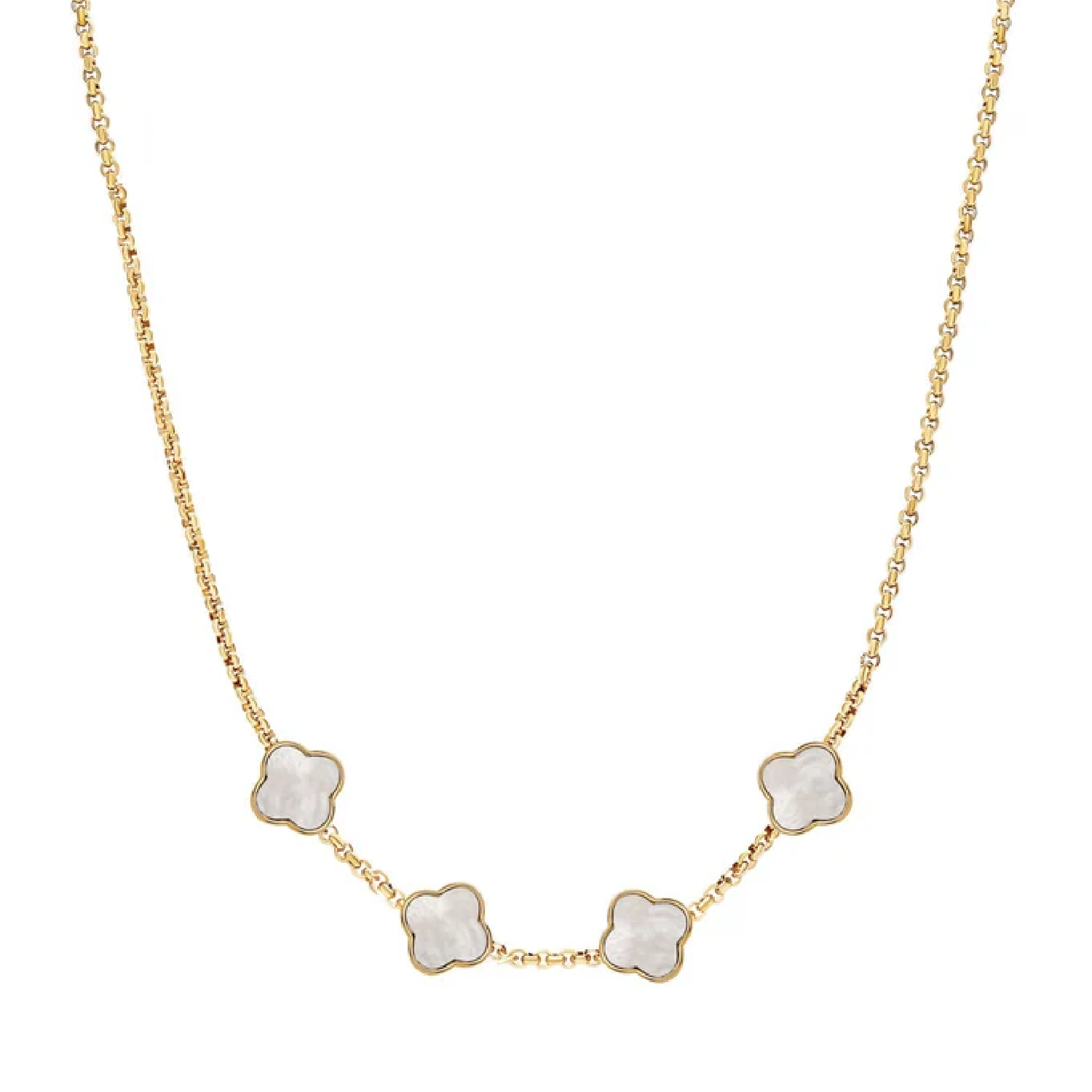 Pearl Clover Custom Name Necklace (Gold)