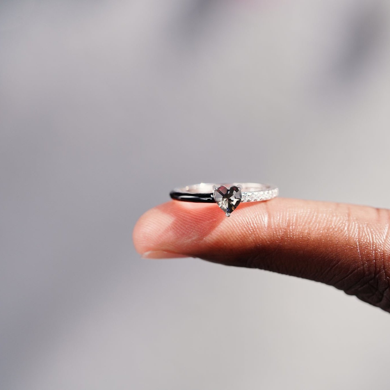 Like Mother Like Daughter Matching Black Enamel Heart Rings