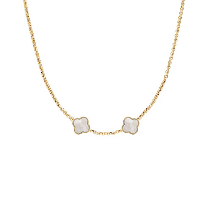 Pearl Clover Custom Name Necklace (Gold)