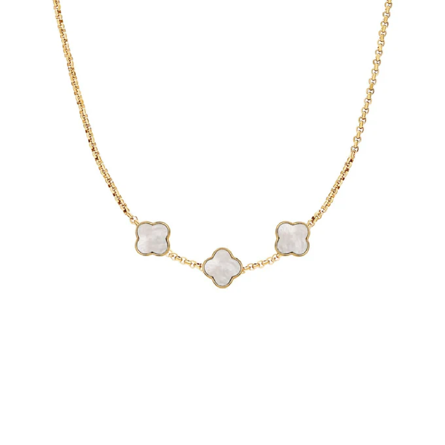 Pearl Clover Custom Name Necklace (Gold)