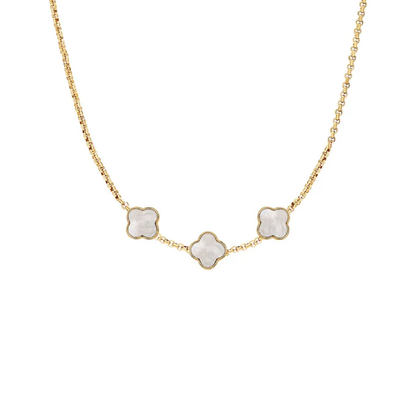 Pearl Clover Custom Name Necklace (Gold)