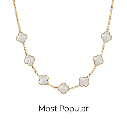 Pearl Clover Custom Name Necklace (Gold)