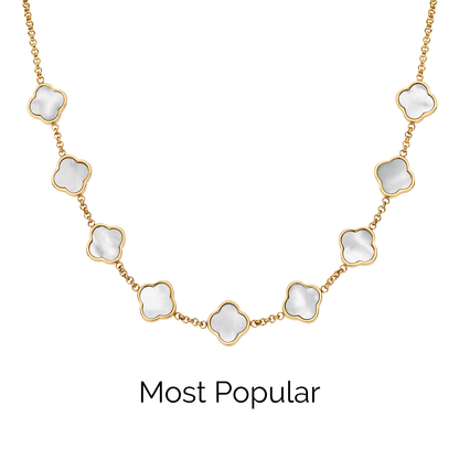 Pearl Clover Custom Name Necklace (Gold)