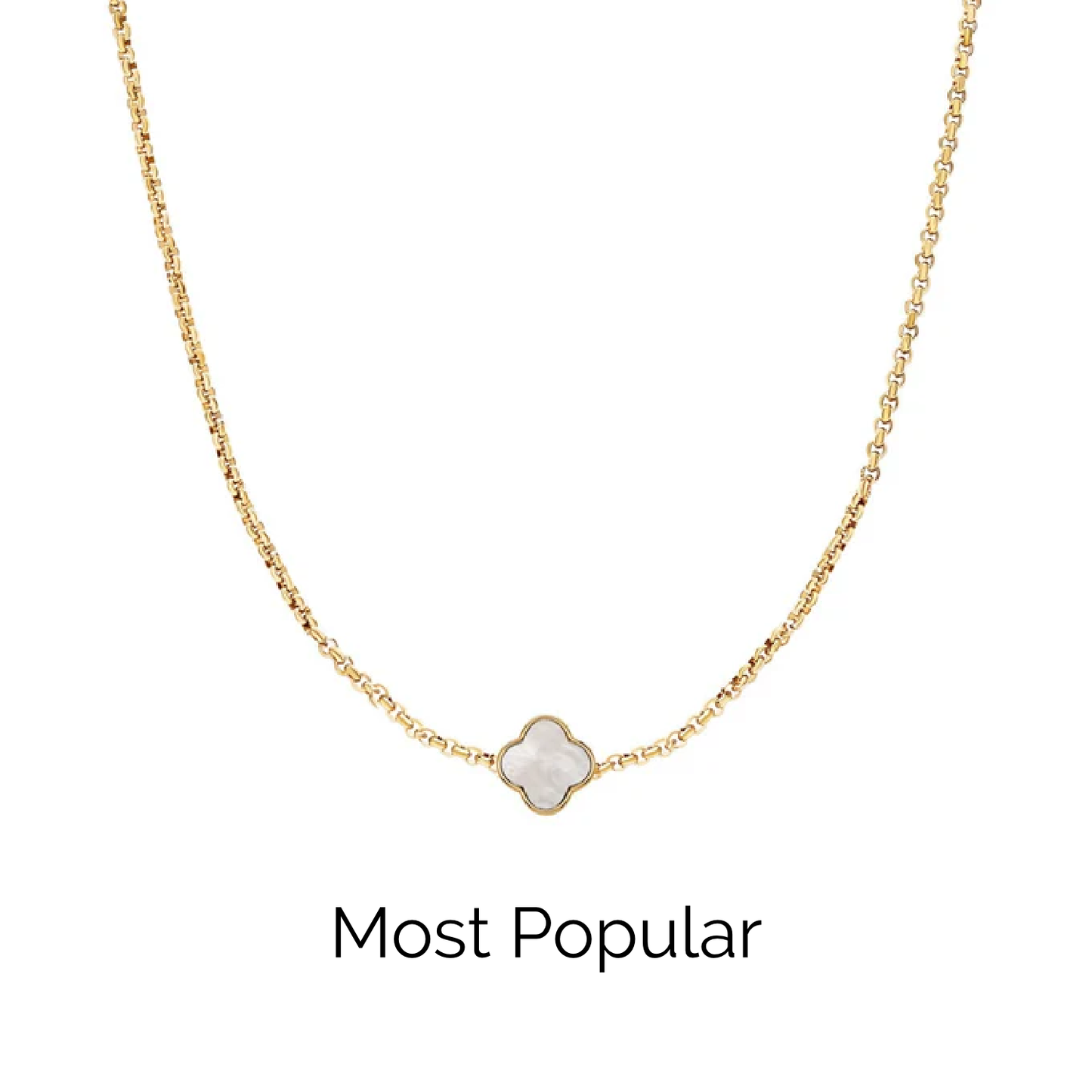 Pearl Clover Custom Name Necklace (Gold)