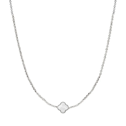 Pearl Clover Custom Name Necklace (Silver)