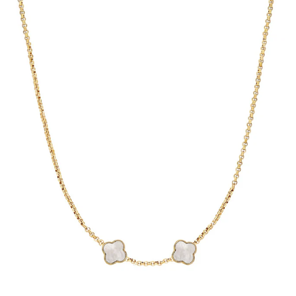 Pearl Clover Custom Name Necklace (Gold)