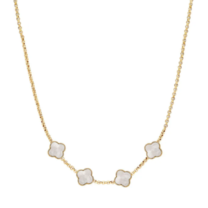 Pearl Clover Custom Name Necklace (Gold)