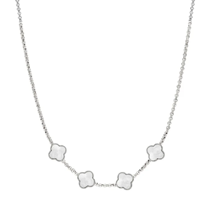 Pearl Clover Custom Name Necklace (Silver)
