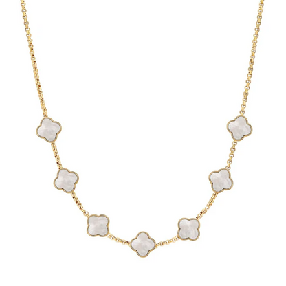 Pearl Clover Custom Name Necklace (Gold)