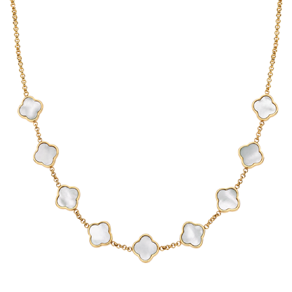 Pearl Clover Custom Name Necklace (Gold)