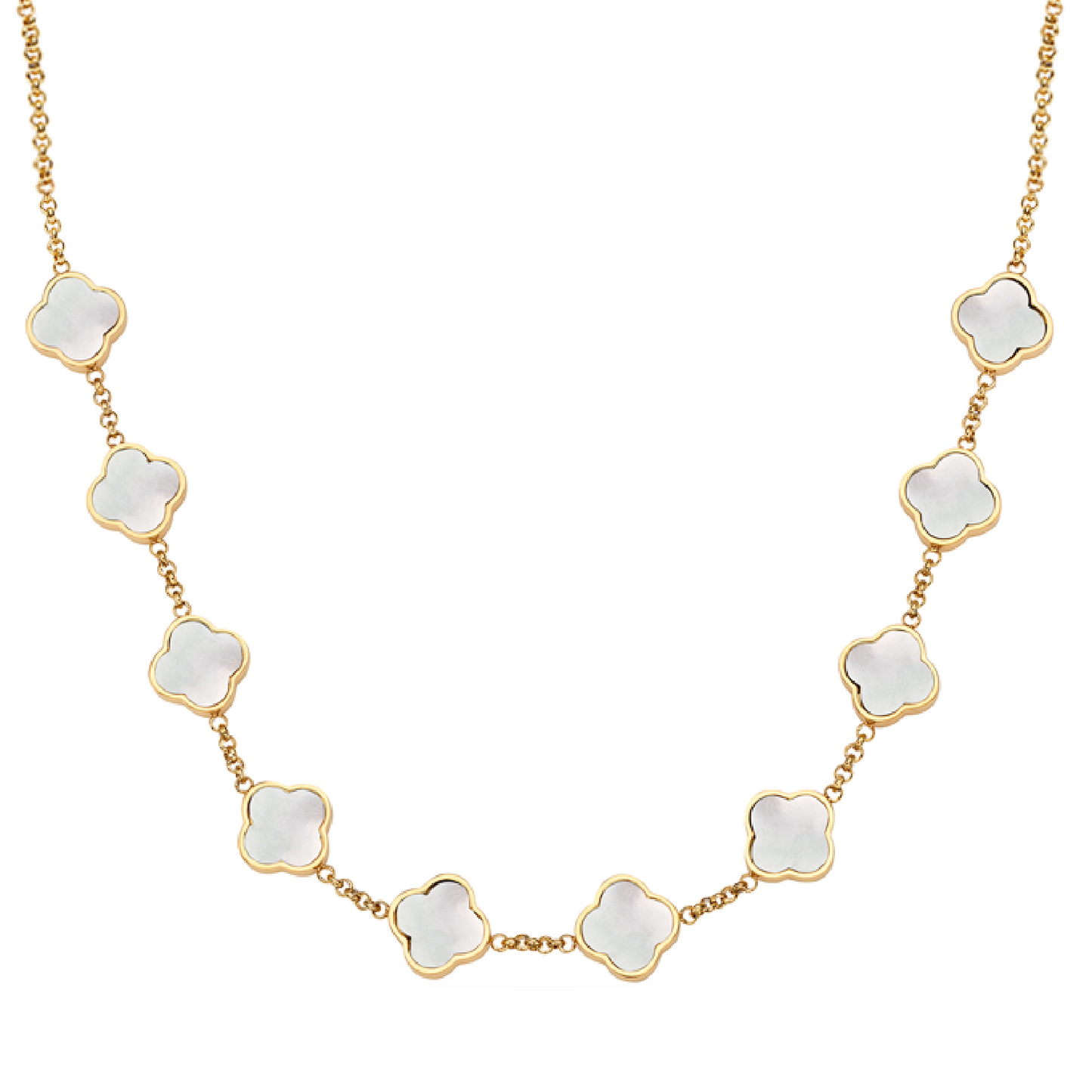 Pearl Clover Custom Name Necklace (Gold)