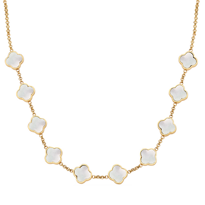 Pearl Clover Custom Name Necklace (Gold)