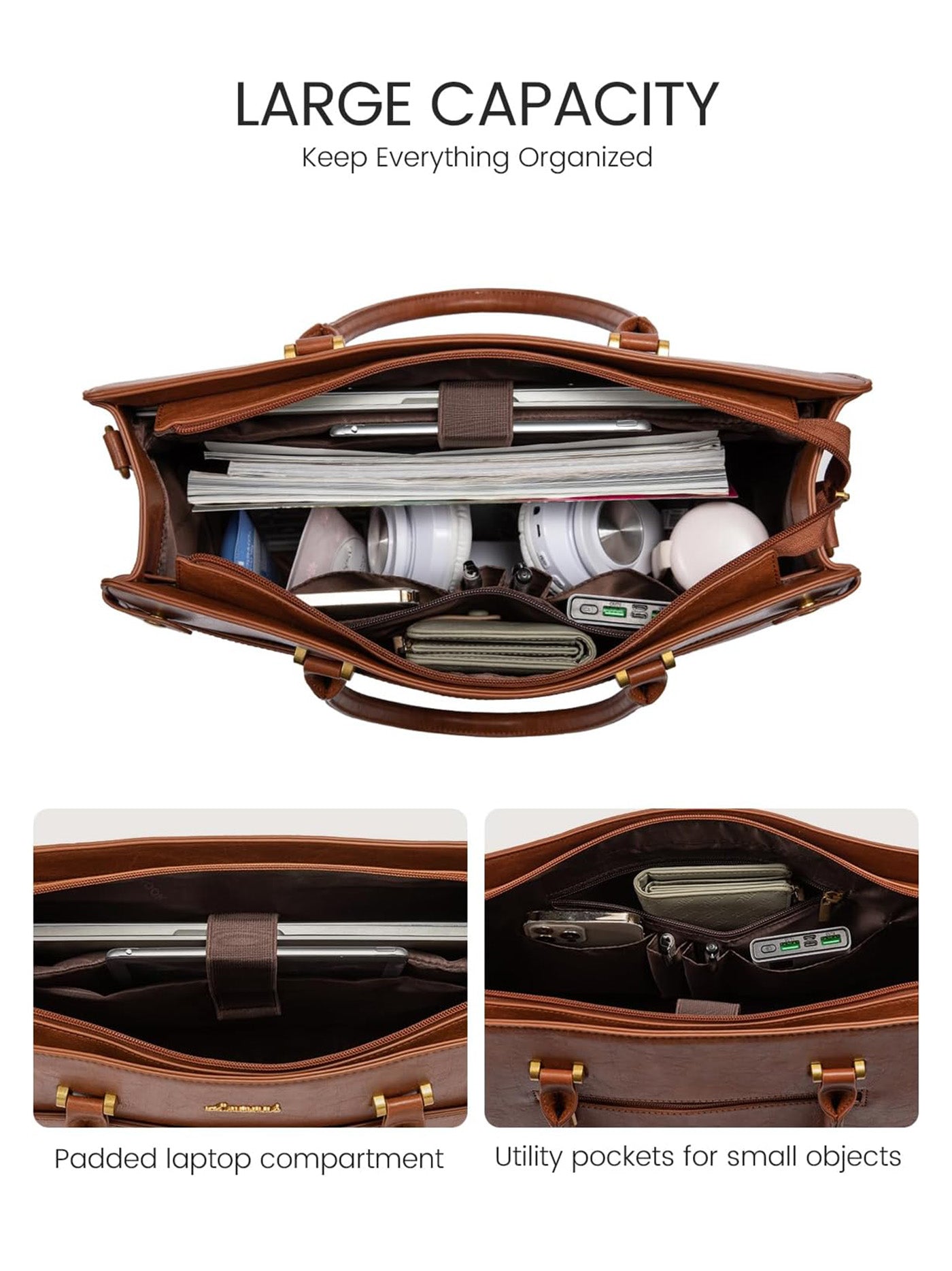 2Pcs Vintage Waterproof Laptop Bag, 15.6" 17.3"