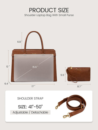 2Pcs Vintage Waterproof Laptop Bag, 15.6" 17.3"