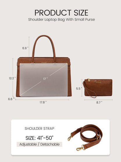 2Pcs Vintage Waterproof Laptop Bag, 15.6" 17.3"
