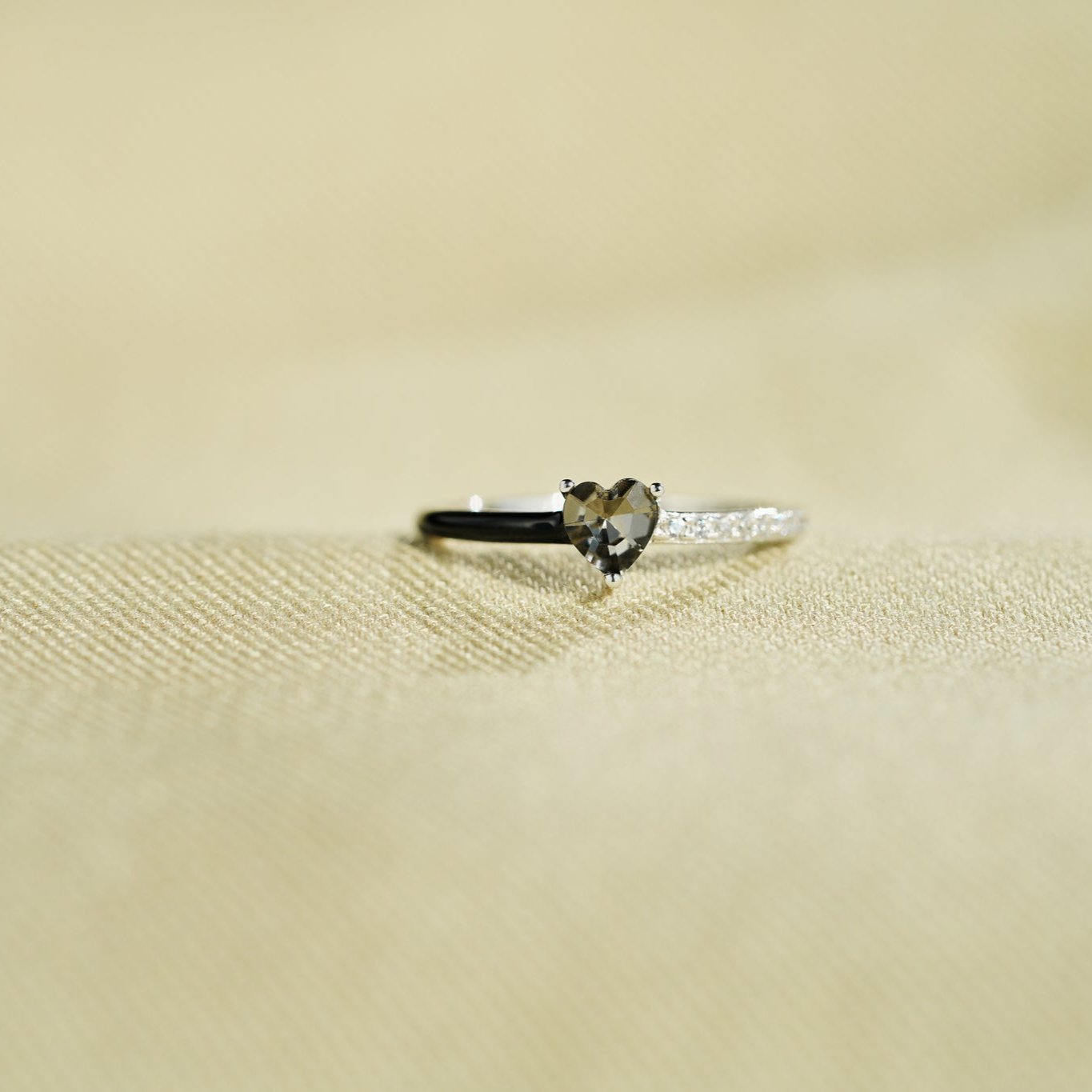 Like Mother Like Daughter Matching Black Enamel Heart Rings