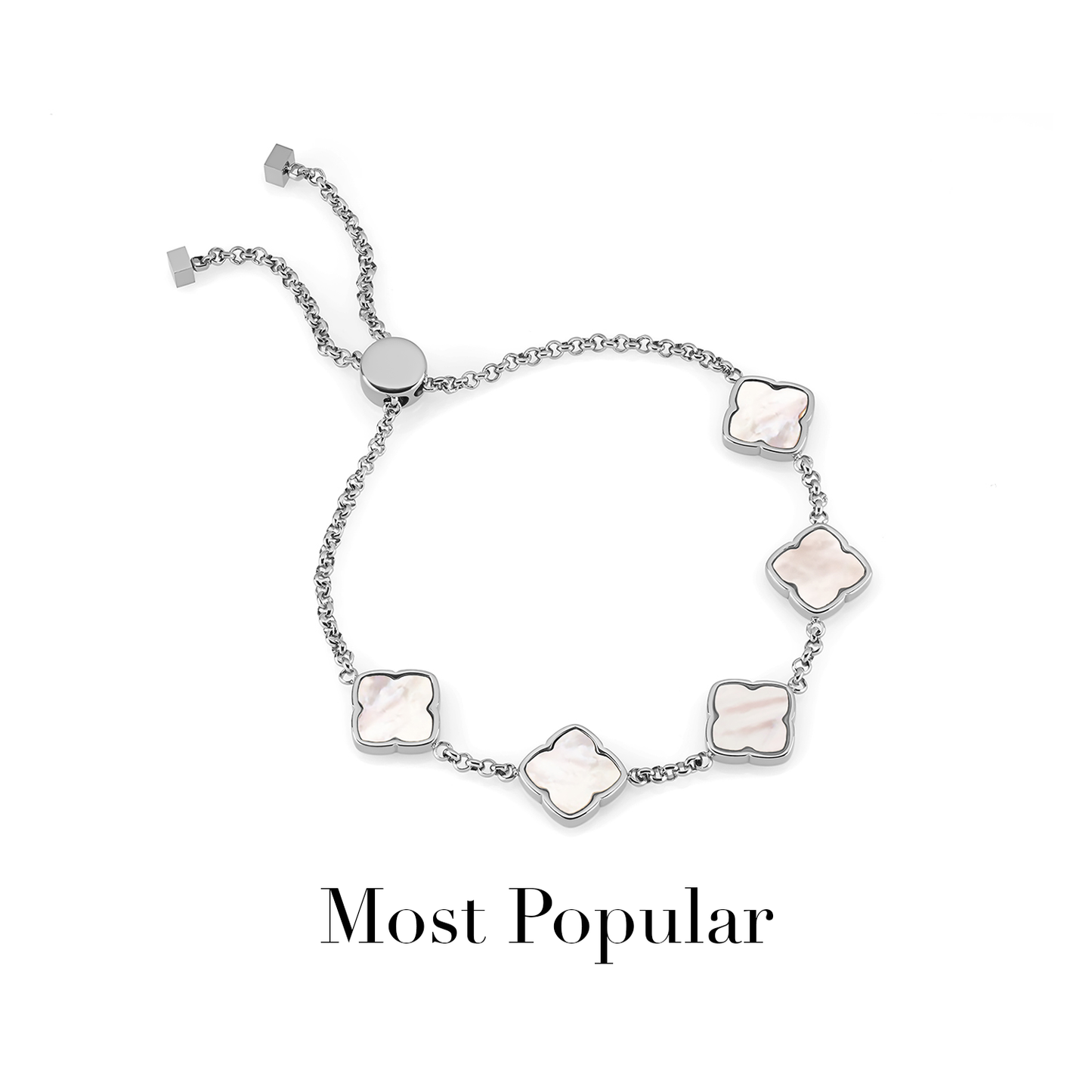 Multi Pearl Clover Bracelet (Silver)